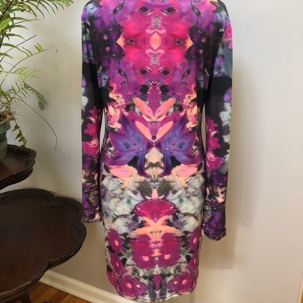 GIRLS on film Bohemian abstract design long sleeve dress stretchy soft & silky - Picture 3 of 12